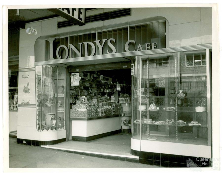 Shopfront Londys cafe, Toowoomba, 1962 Queensland Historical Atlas
